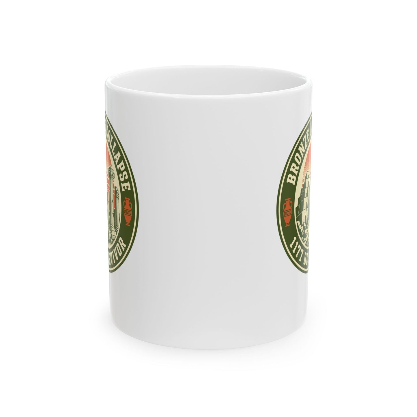 Badge Style Bronze Age Collapse Survivor Ceramic Mug, (11oz, 15oz)