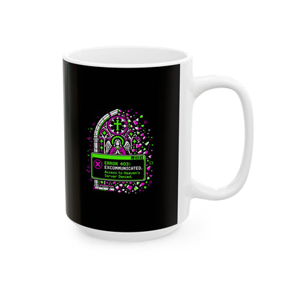 Excommunication 8 Bit Error Ceramic Mug, (11oz, 15oz)