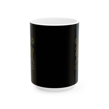 Cult of Mithras Sol Invictus Line Art Ceramic Mug, (11oz, 15oz)