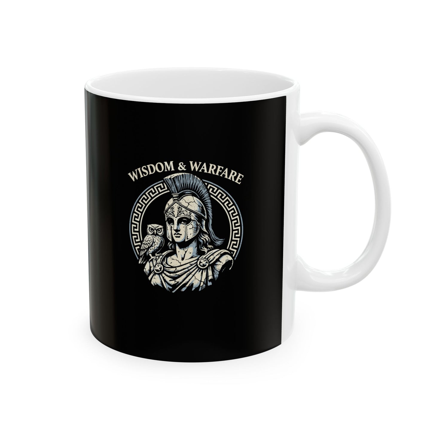Athena Wisdom Warfare Owl Ceramic Mug, (11oz, 15oz)