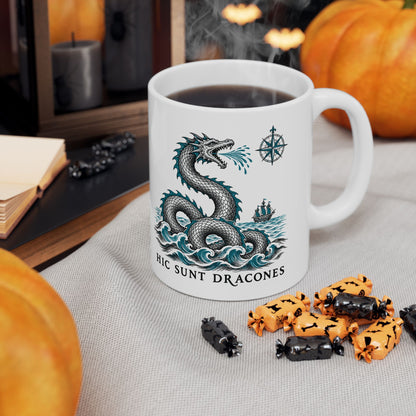 Hic Sunt Dracones Sea Serpent Ceramic Mug, (11oz, 15oz)