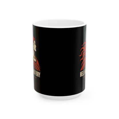 Boudica Hell Hath No Fury Flat Vector Ceramic Mug, (11oz, 15oz)