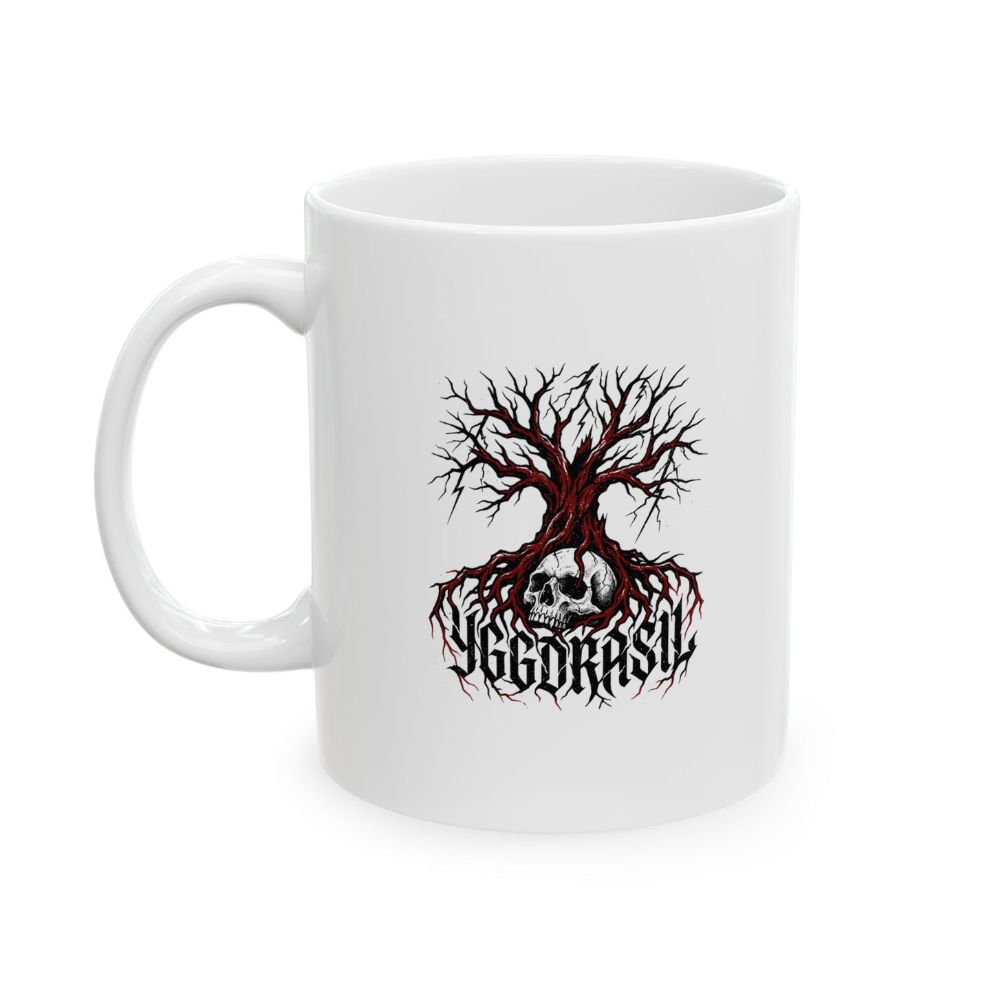 Yggdrasil Tree with Skull Ceramic Mug, (11oz, 15oz)