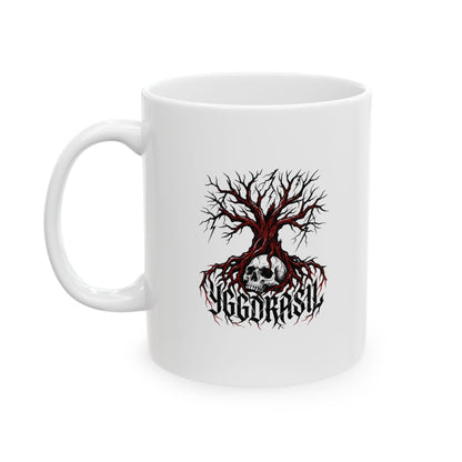 Yggdrasil Tree with Skull Ceramic Mug, (11oz, 15oz)