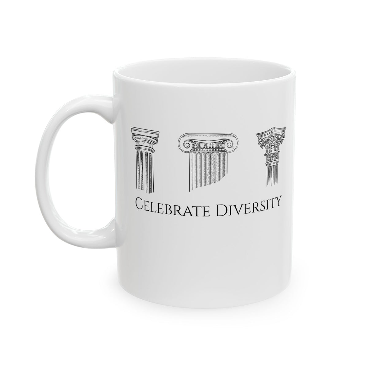 Celebrate Diversity Greek Columns Ceramic Mug, (11oz, 15oz)