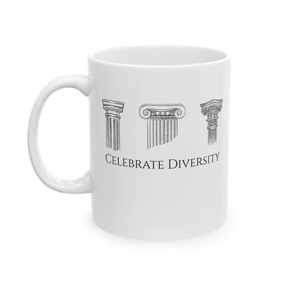 Celebrate Diversity Greek Columns Ceramic Mug, (11oz, 15oz)