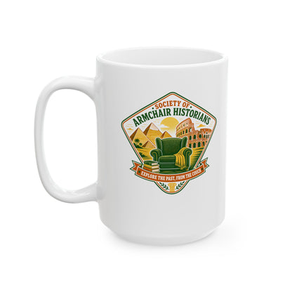 Society of Armchair Historians Badge Style Ceramic Mug, (11oz, 15oz)