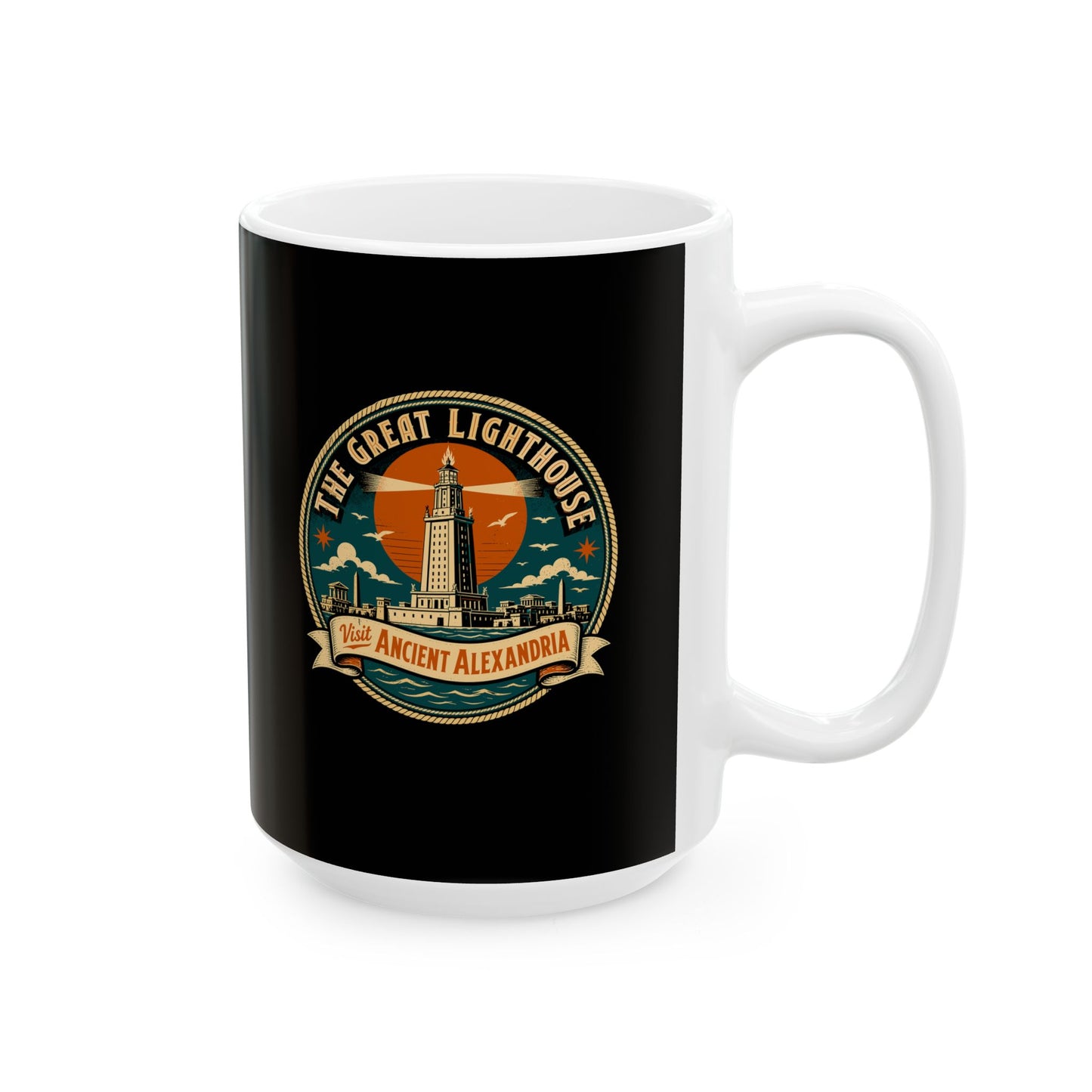 The Great Lighthouse of Alexandria Ceramic Mug, (11oz, 15oz)