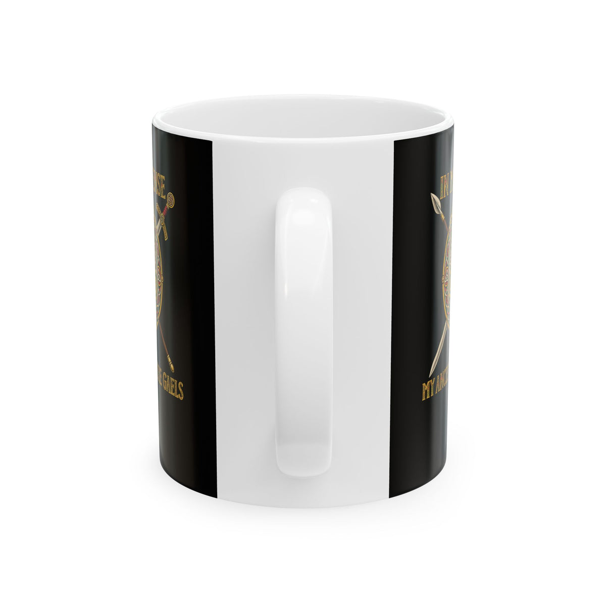 In My Defense Ancestors Were Gaels w/Shield Ceramic Mug, (11oz, 15oz)
