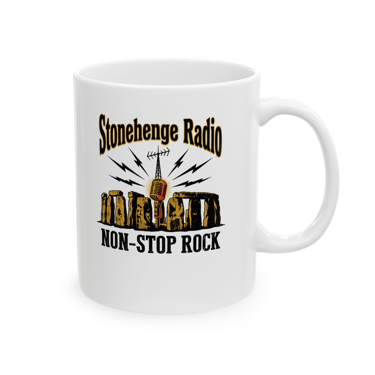 Stonehenge Radio Non-Stop Rock Ceramic Mug, (11oz, 15oz)