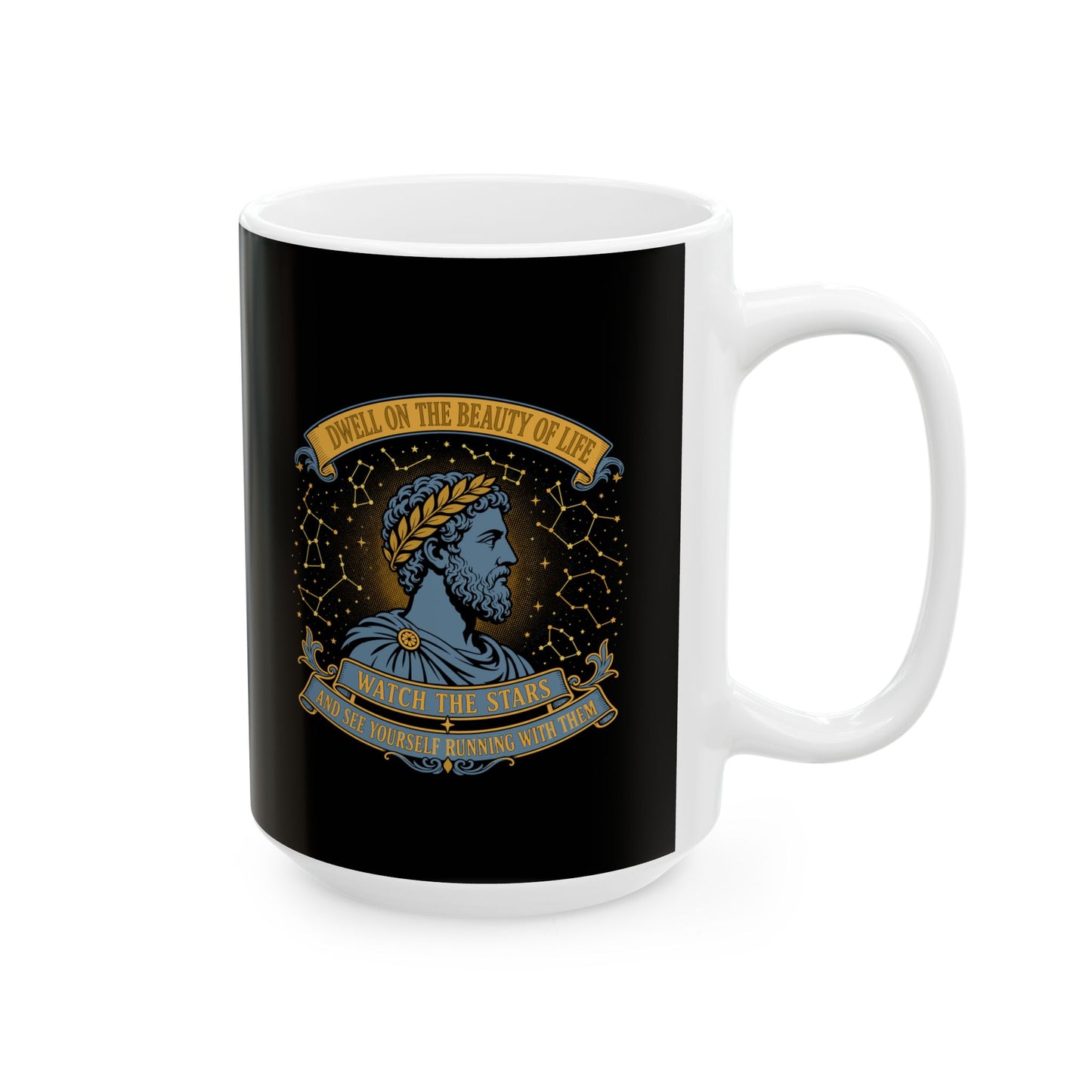 Aurelius Quote Running with the Stars Ceramic Mug, (11oz, 15oz)