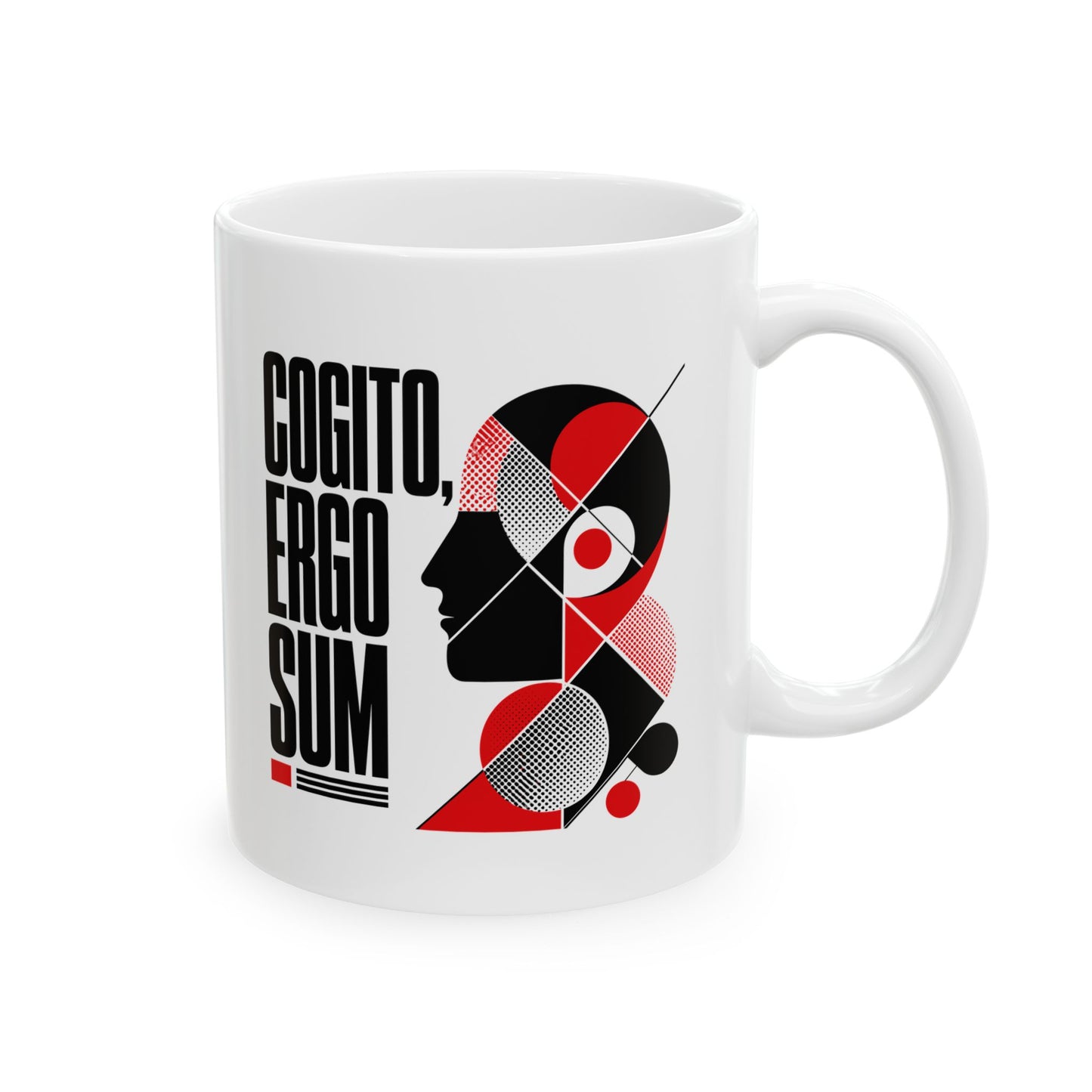 Cogito Ergo Sum Swiss Typography Ceramic Mug, (11oz, 15oz)