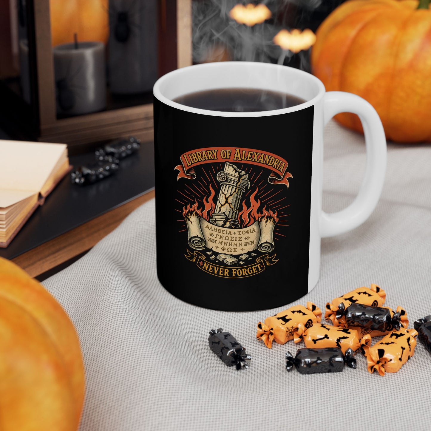 Library of Alexandria Never Forget Ceramic Mug, (11oz, 15oz)