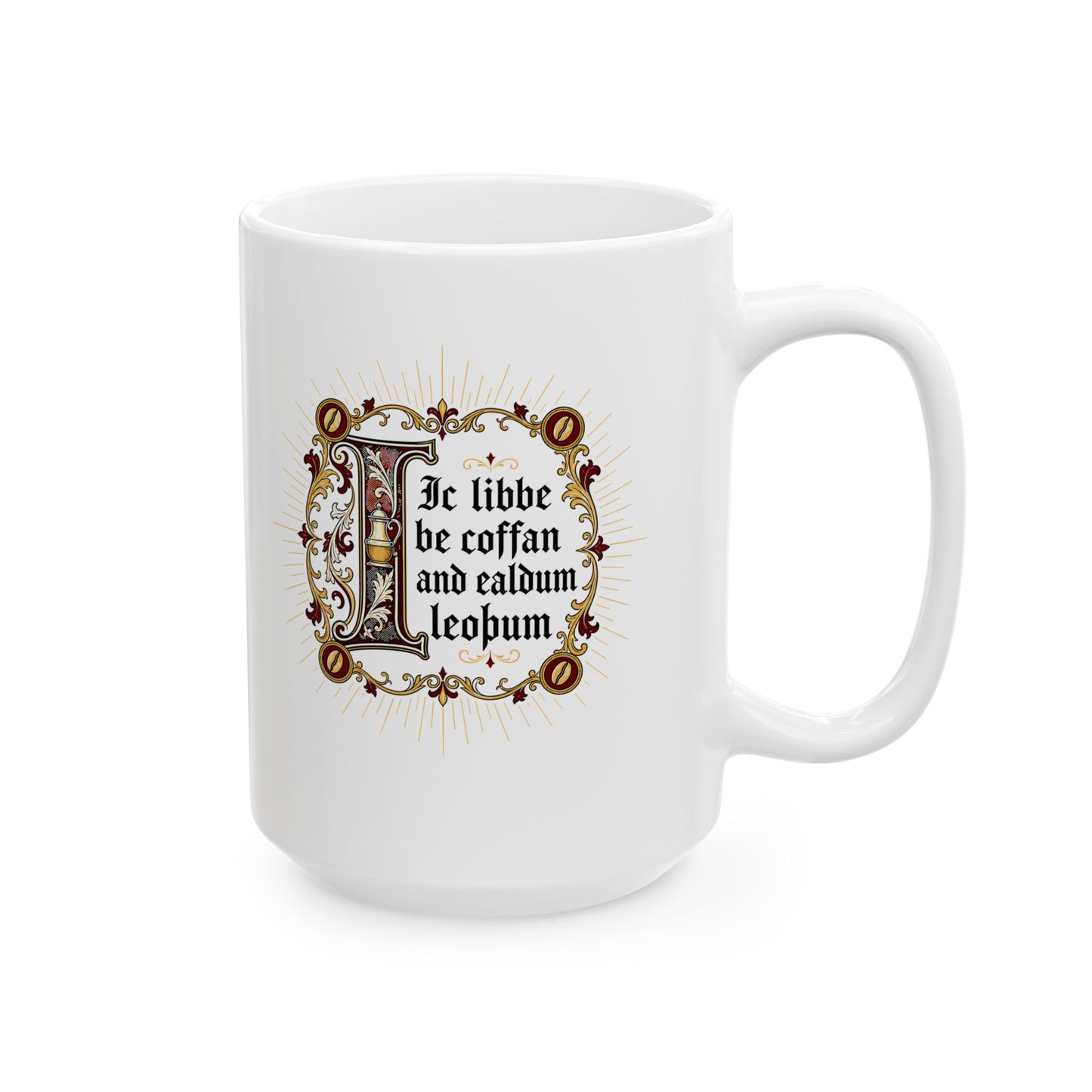 I Live on Coffee Poetry Old English Ceramic Mug, (11oz, 15oz)