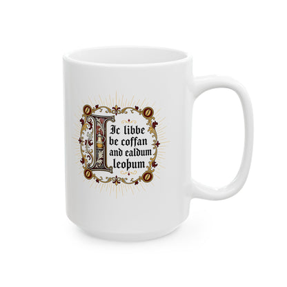 I Live on Coffee Poetry Old English Ceramic Mug, (11oz, 15oz)