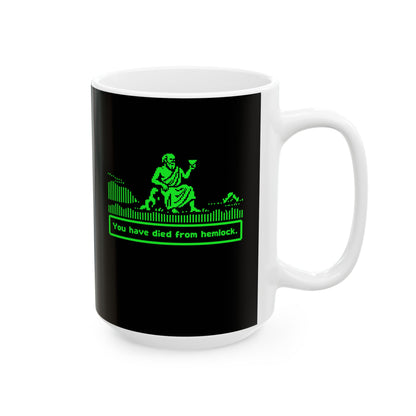 Socrates 8 Bit Dies from Hemlock Ceramic Mug, (11oz, 15oz)