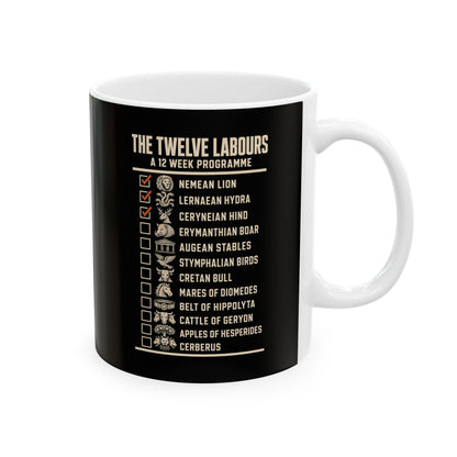 12 Labors Back Print Ceramic Mug, (11oz, 15oz)