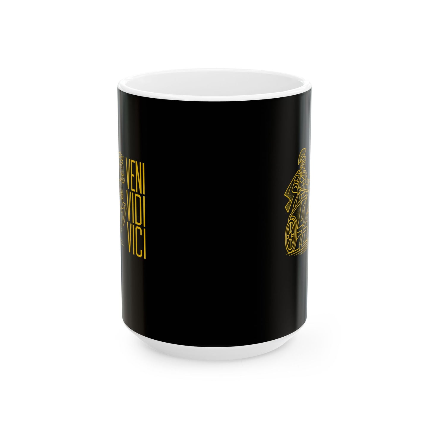 Veni Vidi Vici Line Art Charioteer Ceramic Mug, (11oz, 15oz)
