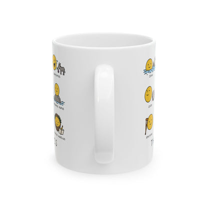 Stoic Smiley Philosophy Grid Ceramic Mug, (11oz, 15oz)