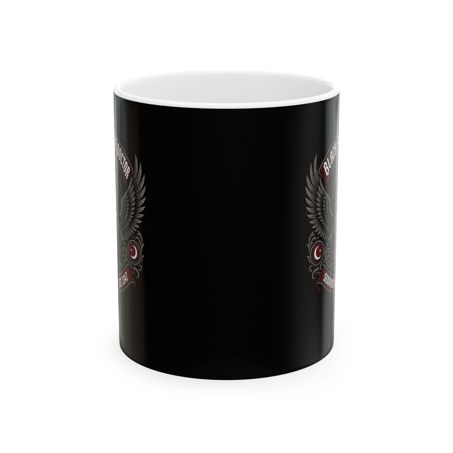Black Plague Doctor Serving the Sick Ceramic Mug, (11oz, 15oz)