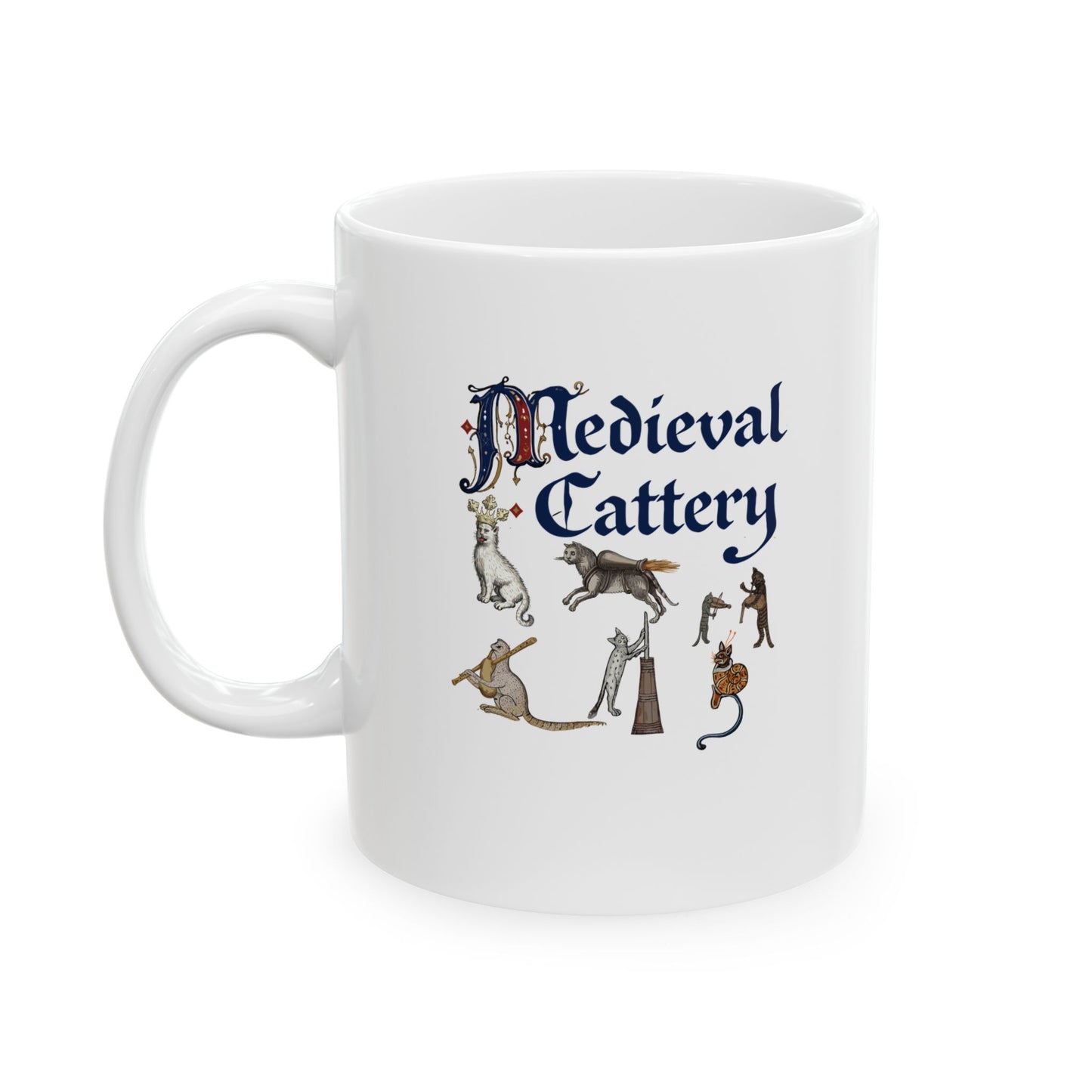 Medieval Cattery Cat Marginalia Ceramic Mug, (11oz, 15oz)