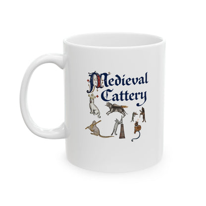 Medieval Cattery Cat Marginalia Ceramic Mug, (11oz, 15oz)