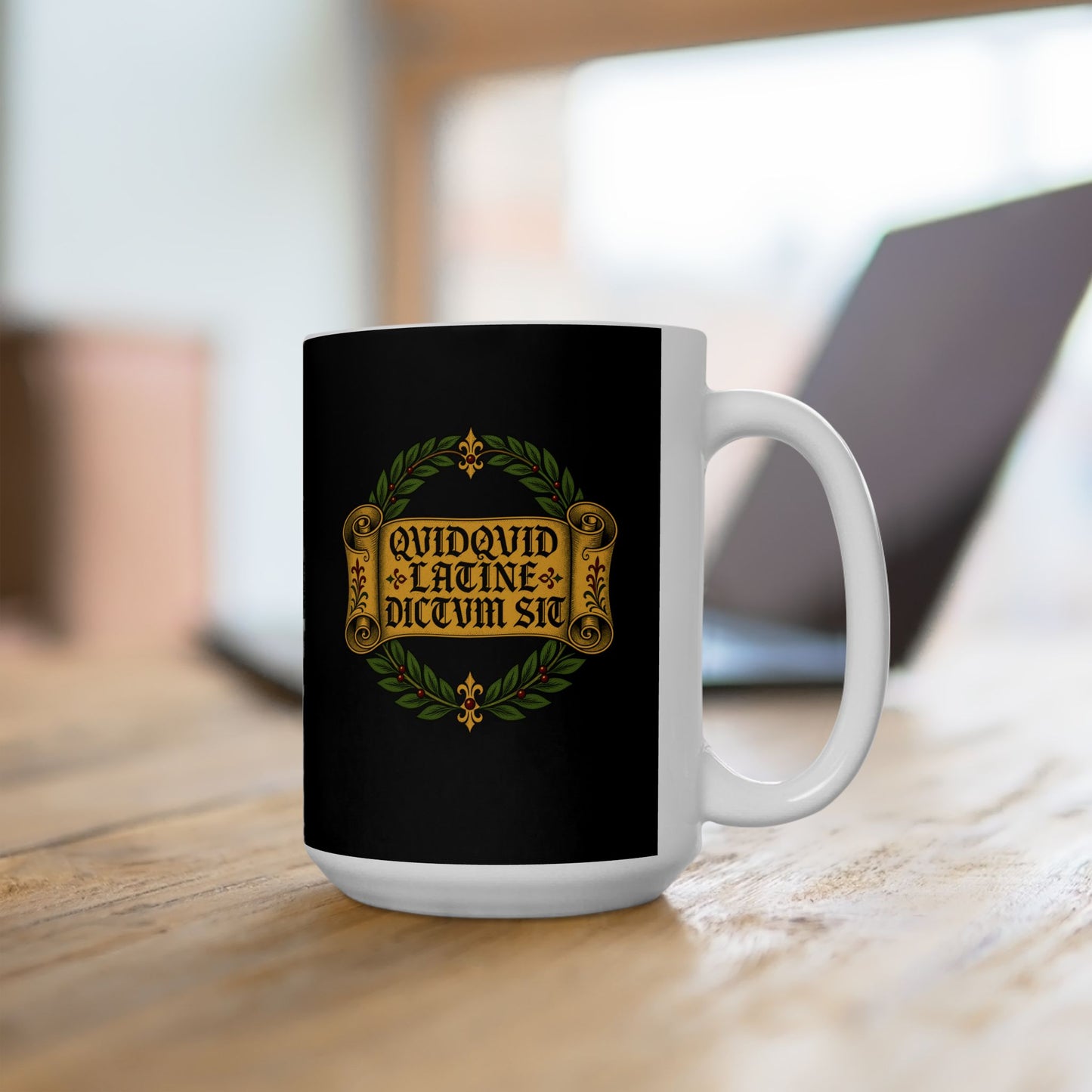 QuidQuid Latine Dictum Sit Sounds Good Latin Ceramic Mug, (11oz, 15oz)