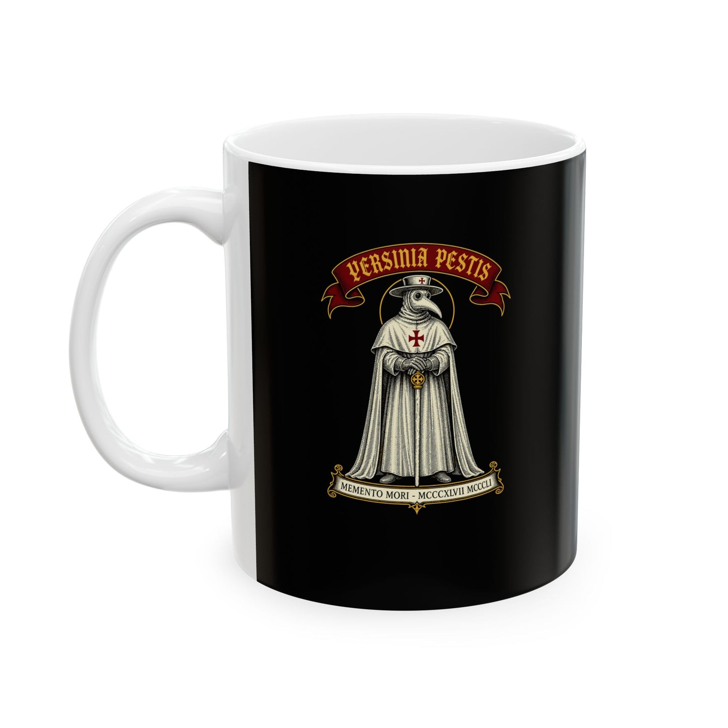 Yersinia Pestis Plague Doctor Ceramic Mug, (11oz, 15oz)