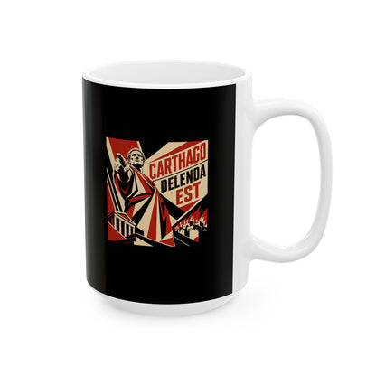 Carthago Delenda Est Propaganda Style Ceramic Mug, (11oz, 15oz)