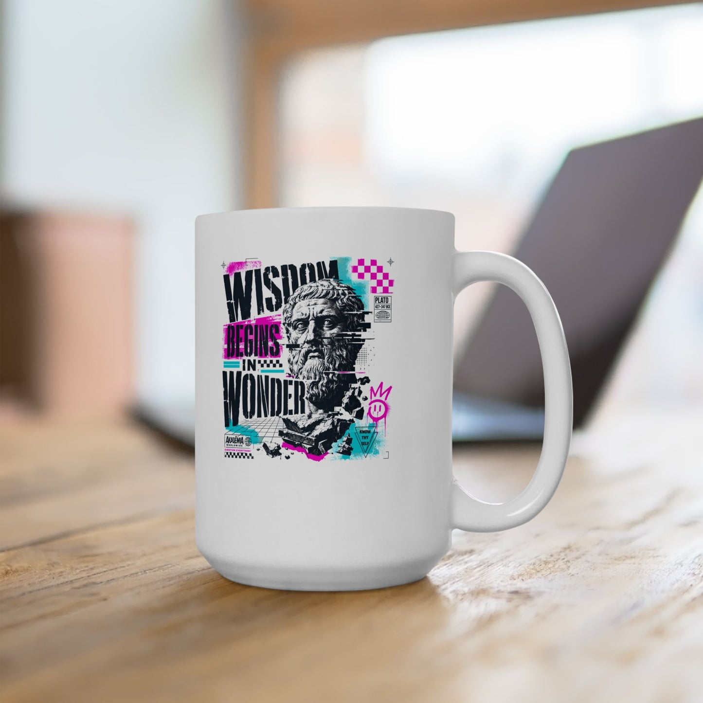 Plato Wisdom Begins in Wonder Ceramic Mug, (11oz, 15oz)