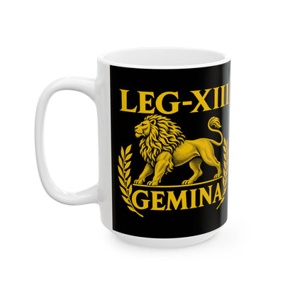 Legio XIII Gemina Lion Inscription Ceramic Mug, (11oz, 15oz)