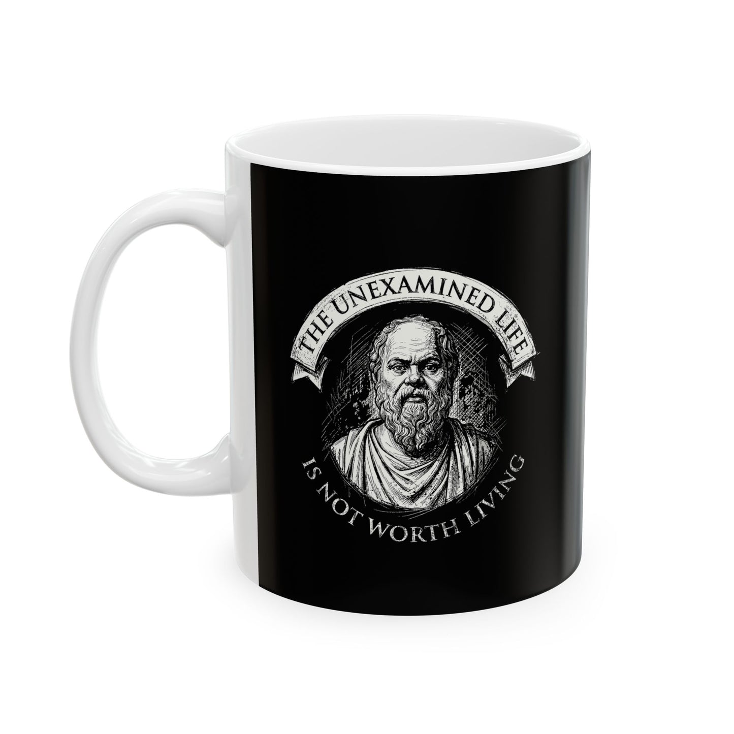 Socrates An Unexamined Life Is Not Worth Living Quote Ceramic Mug, (11oz, 15oz)
