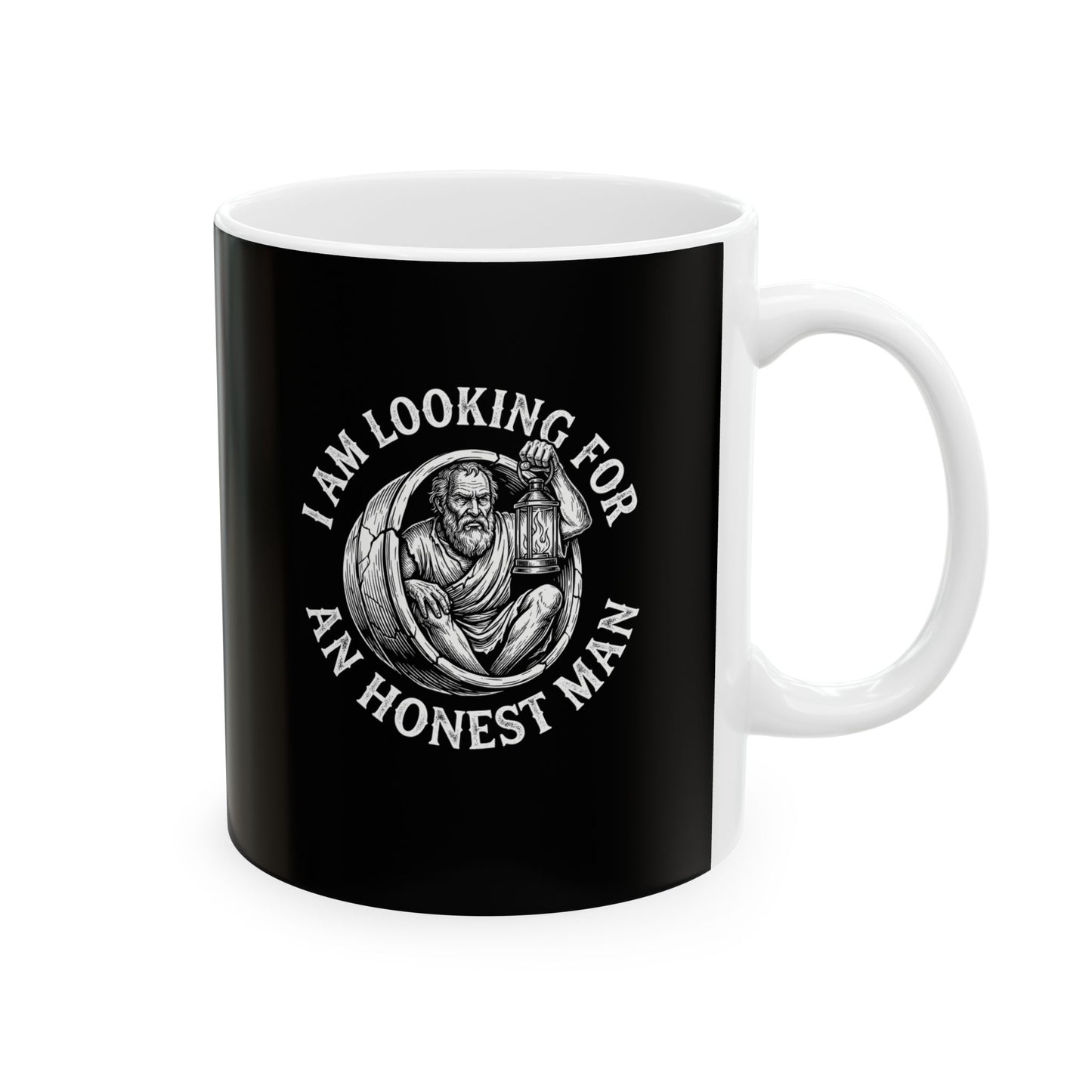 Diogenes of Sinope Looking for Honest Man Quote Ceramic Mug, (11oz, 15oz)