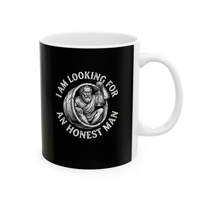 Diogenes of Sinope Looking for Honest Man Quote Ceramic Mug, (11oz, 15oz)