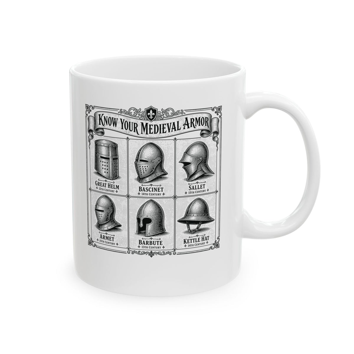 Medieval Armor Helmets Ceramic Mug, (11oz, 15oz)