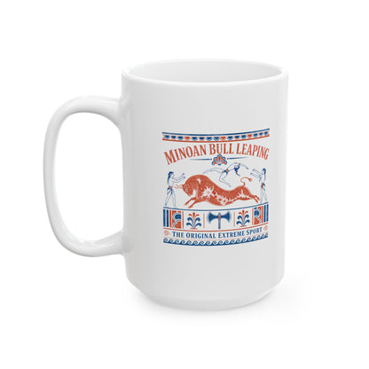 Minoan Bull Leaping Extreme Sport Ceramic Mug, (11oz, 15oz)
