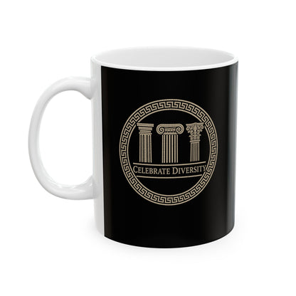 Celebrate Diversity Greek Columns Ceramic Mug, (11oz, 15oz)