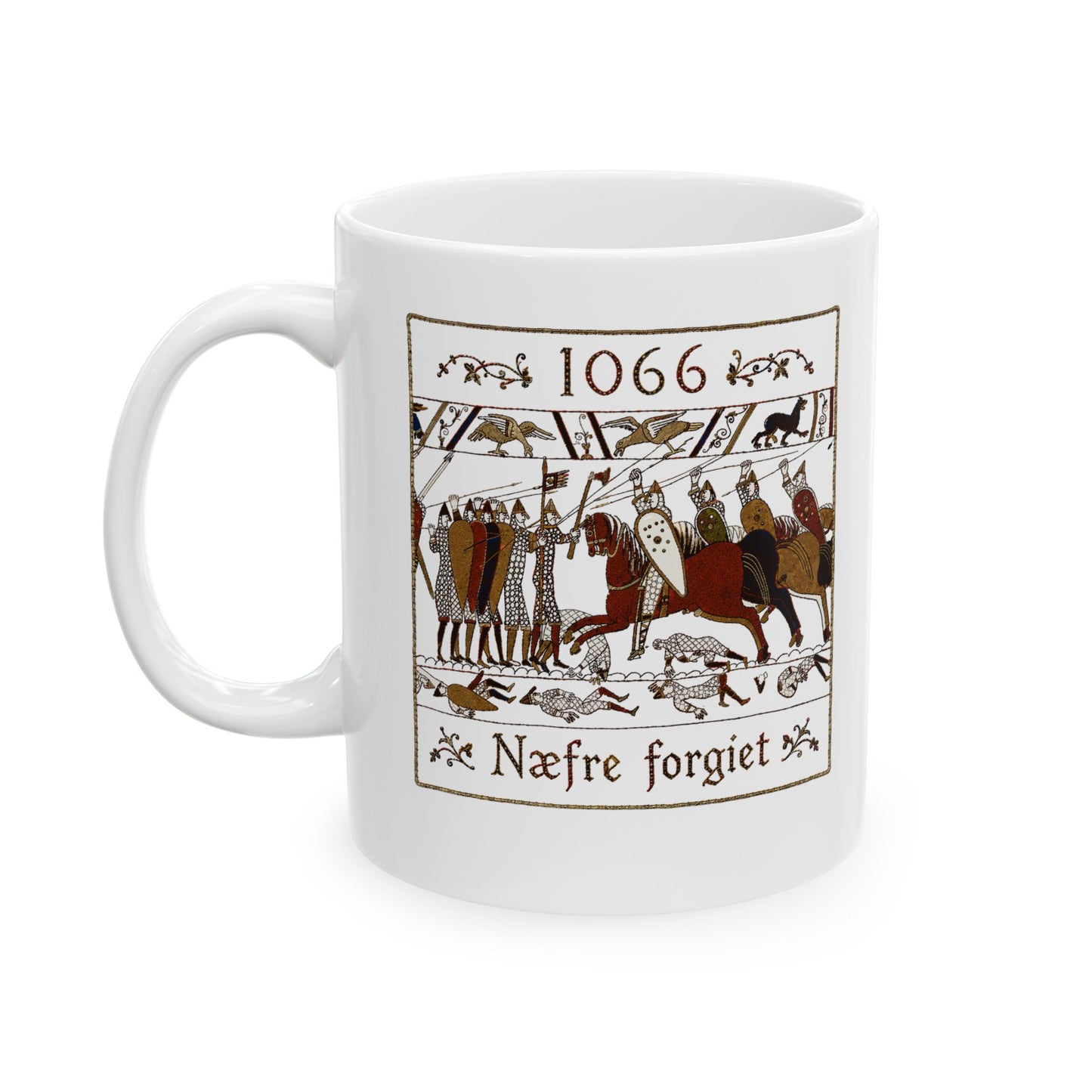 1066 Never Forget Old English Tapestry Ceramic Mug, (11oz, 15oz)