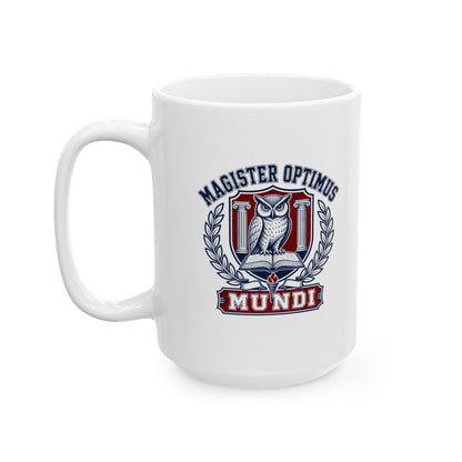Magister Optimus Mundi Owl Ceramic Mug, (11oz, 15oz)