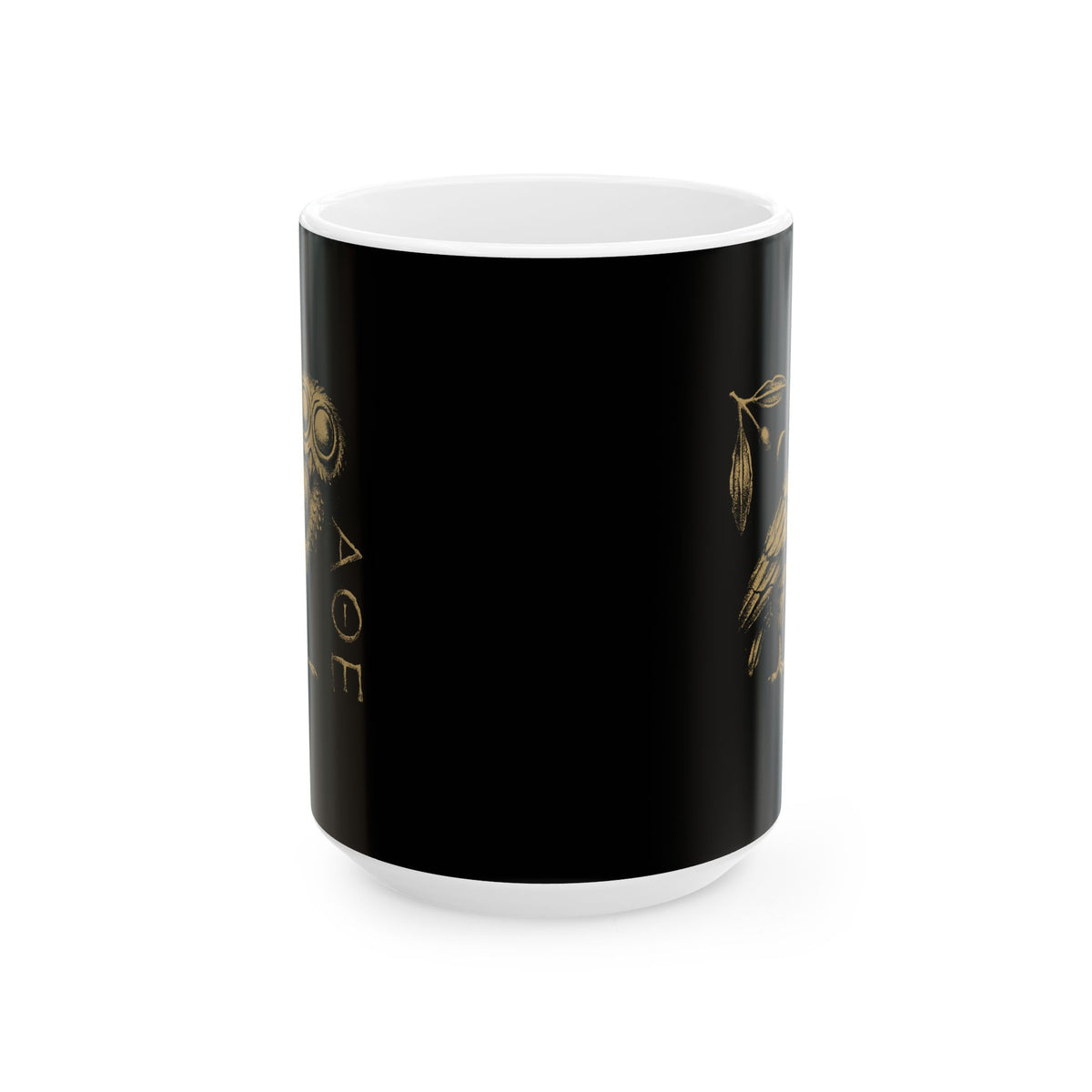 Athens Owl Distressed Graphic Ceramic Mug, (11oz, 15oz)