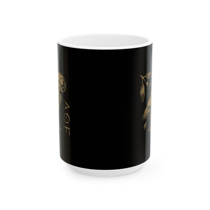 Athens Owl Distressed Graphic Ceramic Mug, (11oz, 15oz)