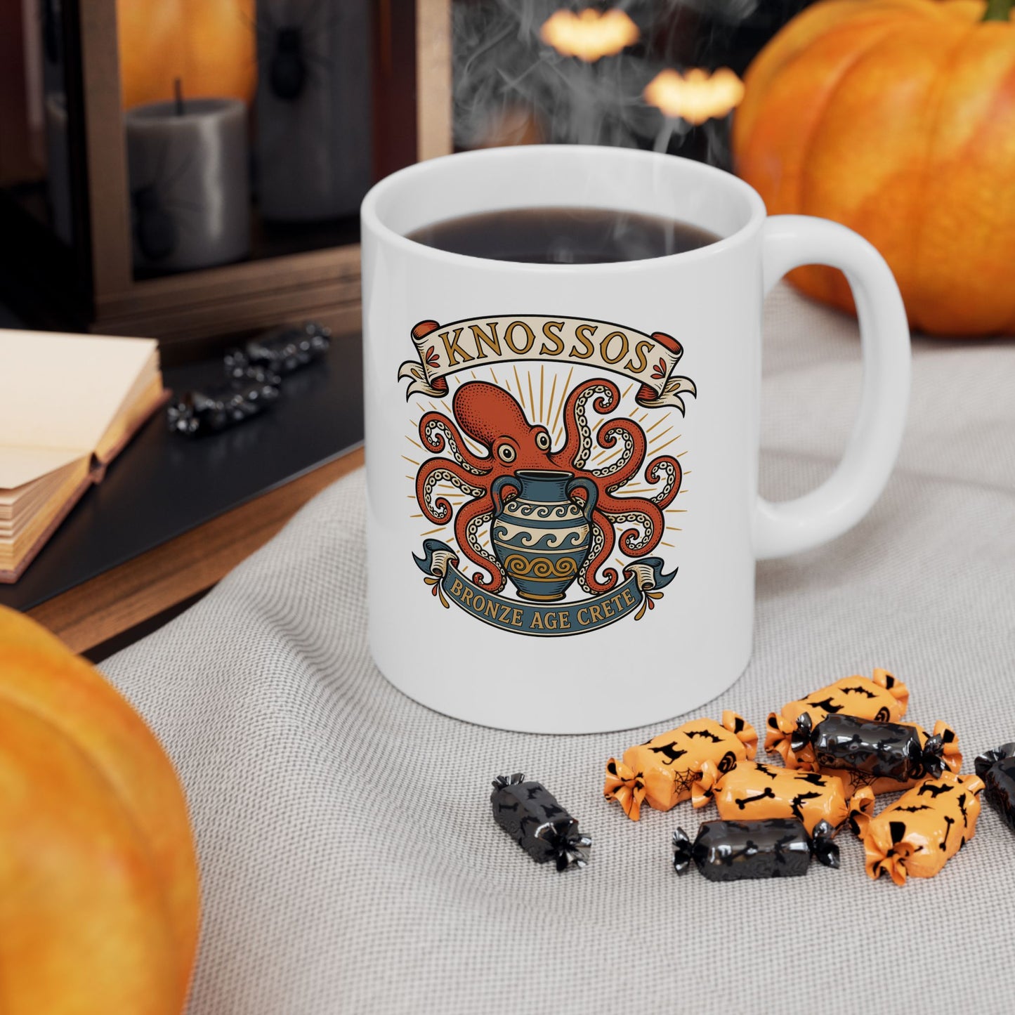 Knossos Bronze Age Crete Octopus Ceramic Mug, (11oz, 15oz)