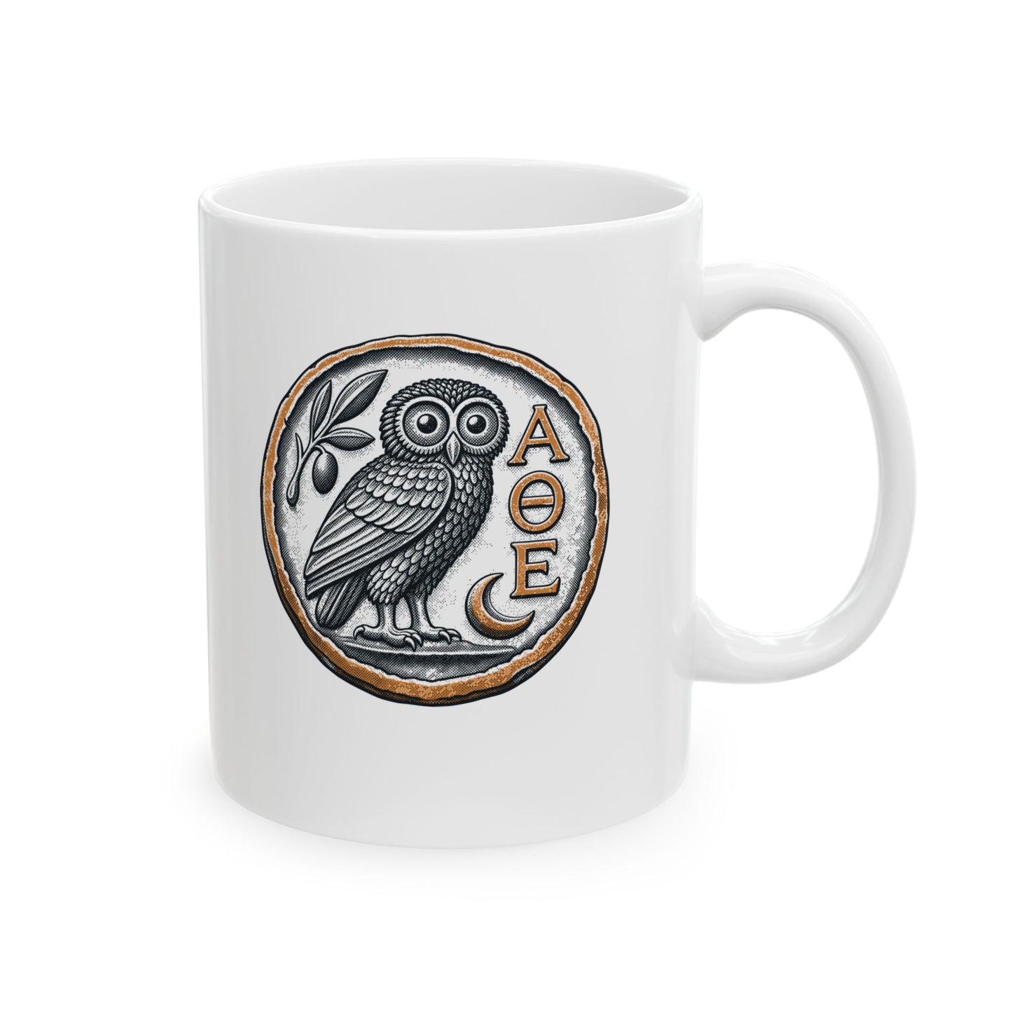 Athens Owl Coin Ceramic Mug, (11oz, 15oz)