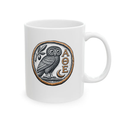 Athens Owl Coin Ceramic Mug, (11oz, 15oz)