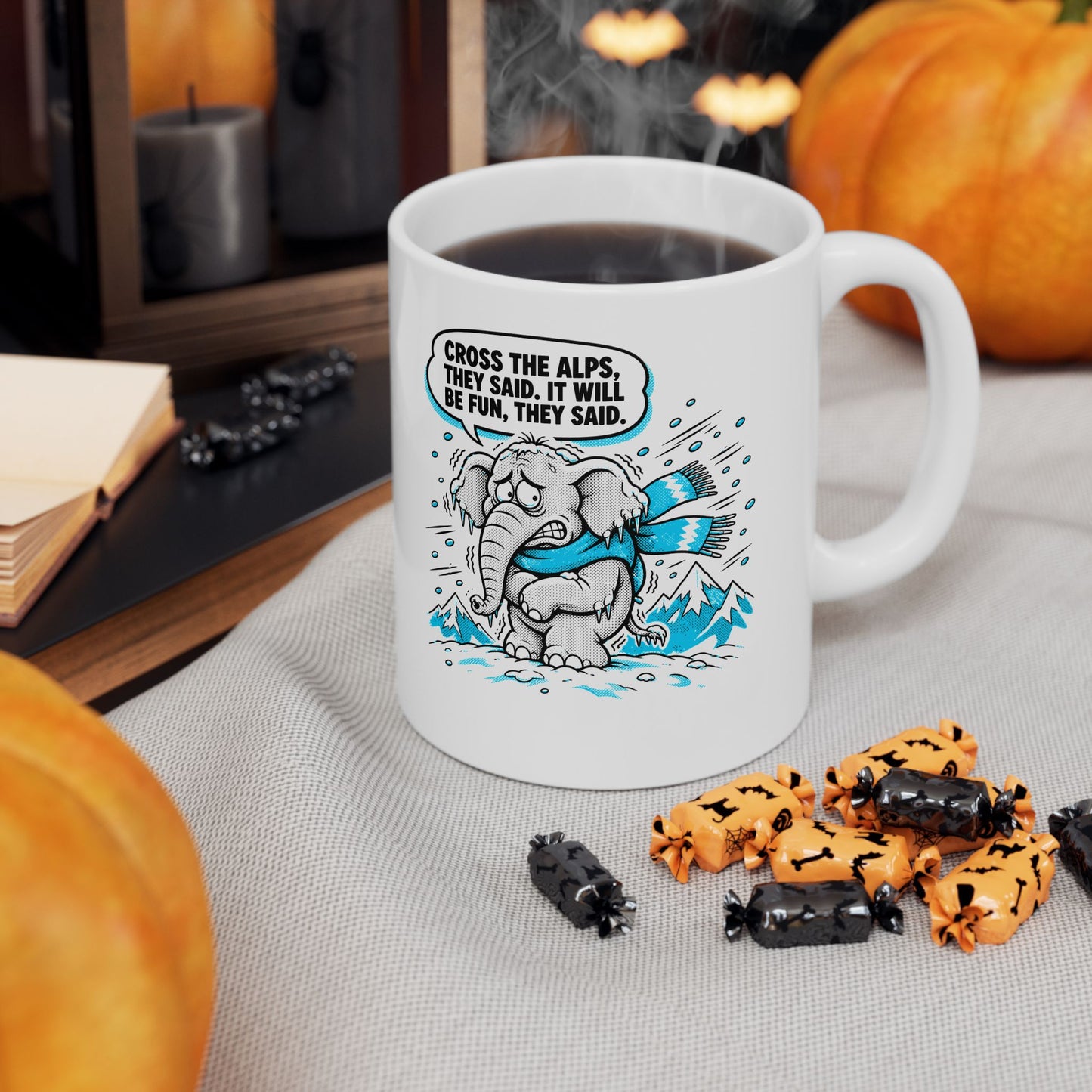 Cross the Alps They Said Elephant Ceramic Mug, (11oz, 15oz)
