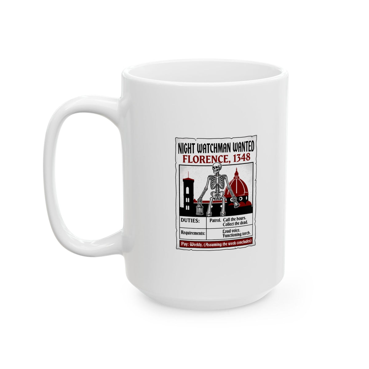 Night Watchman Wanted Ceramic Mug, (11oz, 15oz)