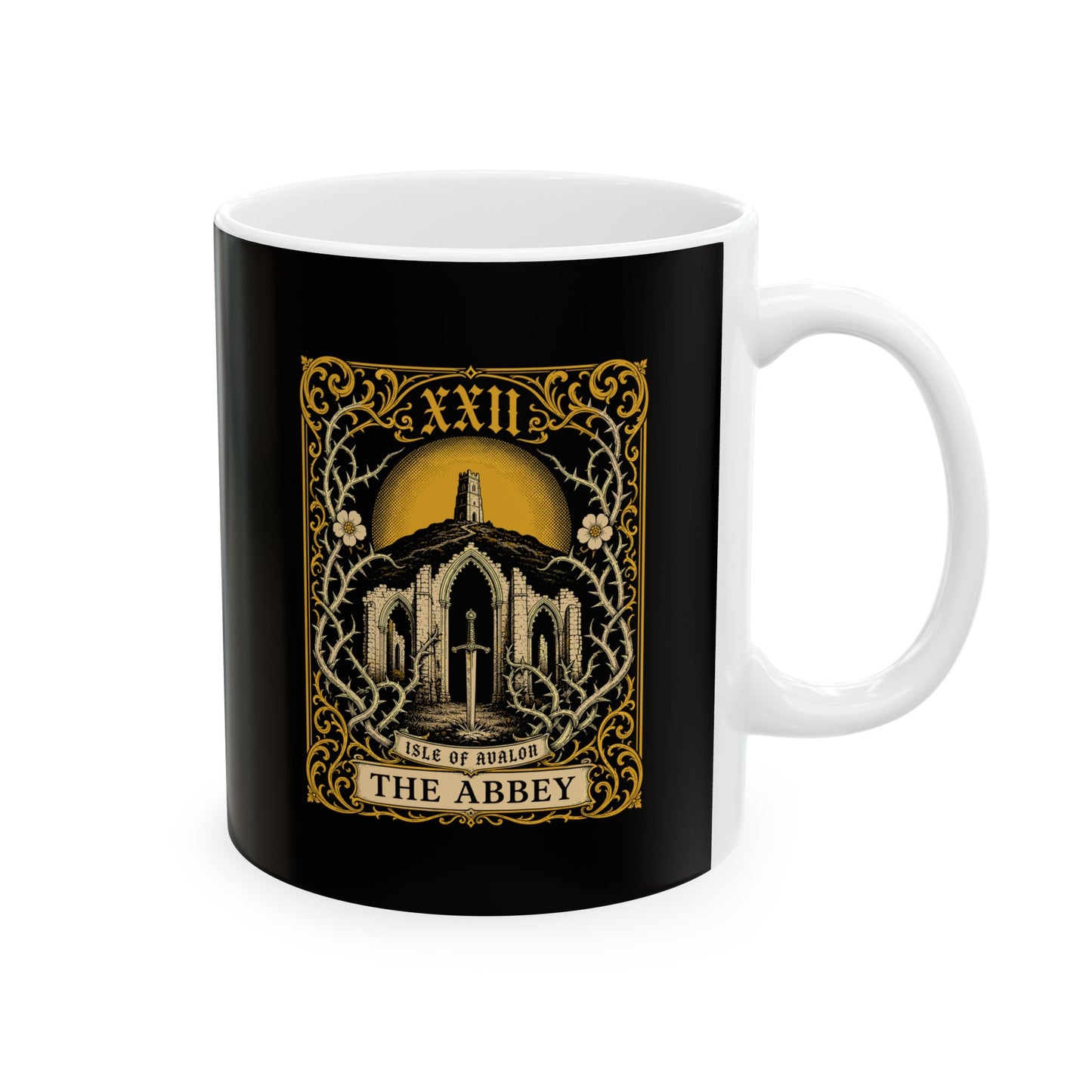 Glastonbury Abbey Tarot Ceramic Mug, (11oz, 15oz)