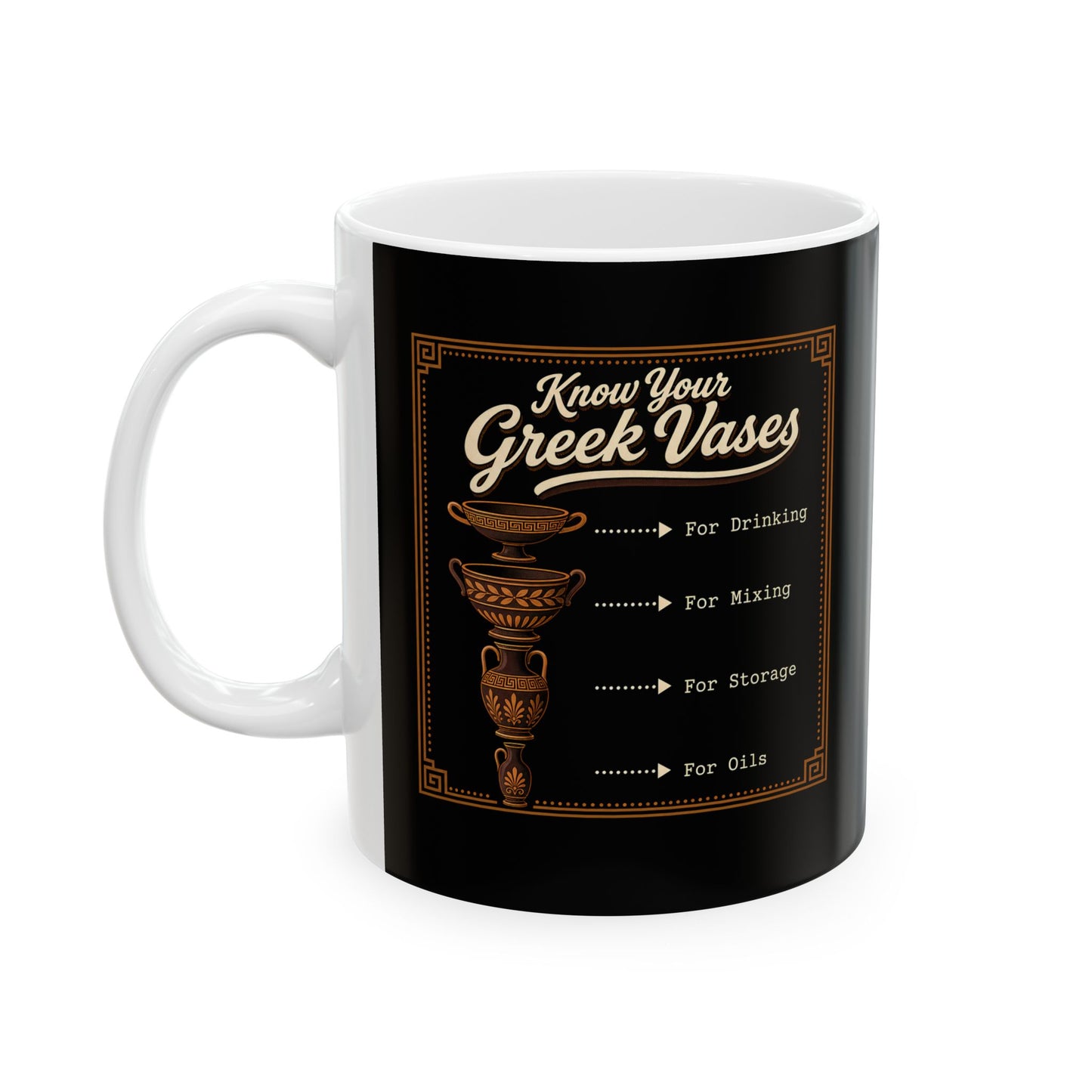 Know Your Greek Vases Coffee Menu Ceramic Mug, (11oz, 15oz)