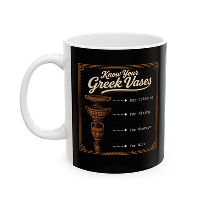 Know Your Greek Vases Coffee Menu Ceramic Mug, (11oz, 15oz)