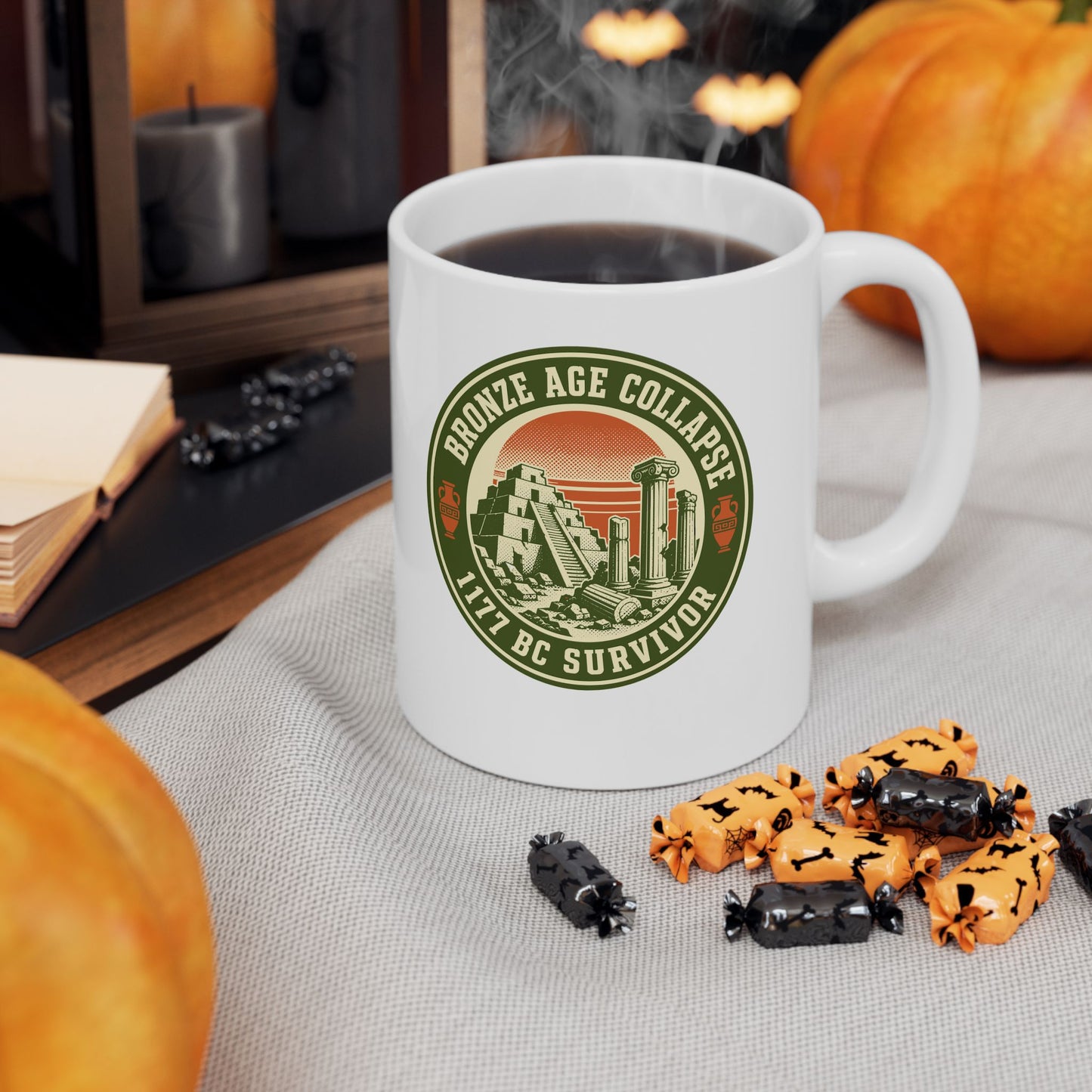 Badge Style Bronze Age Collapse Survivor Ceramic Mug, (11oz, 15oz)